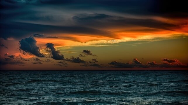 Dramatic sky with layered colors at the horizon line