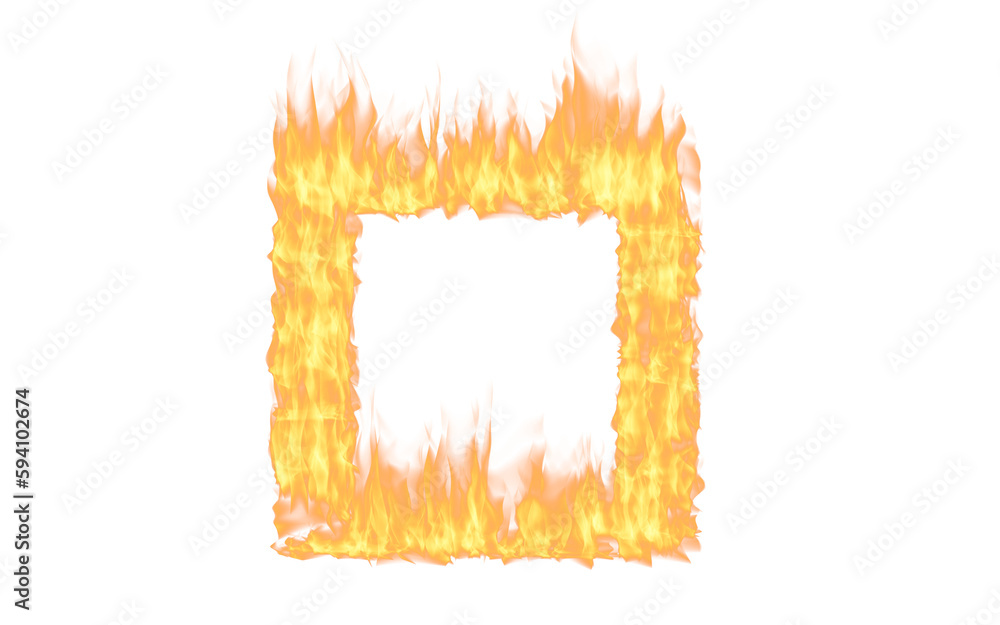 Poster shape, flames and fire effect in a square isolated on a transparent png background. abstract, textur