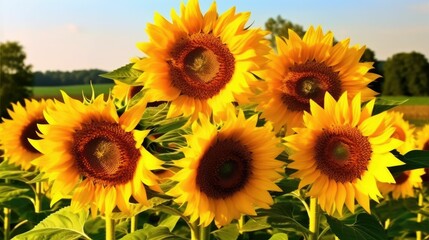 Obraz premium Beautiful sunflowers in a field