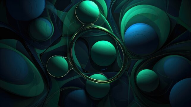 Abstract wallpaper of interlocking blue and green shapes