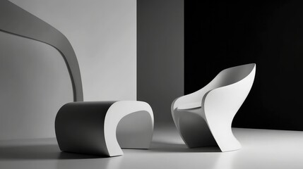 Abstract art with black and red shapes