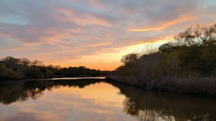 Obraz premium Golden sky with hints of serenity and peace