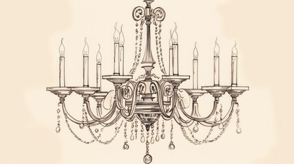 Simple line drawing of a chandelier