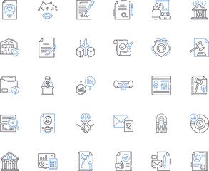 Scientific direction line icons collection. Discovery, Experiment, Research, Hypothesis, Observation, Analysis, Investigation vector and linear illustration. Genetics,Cosmology,Ecology outline signs