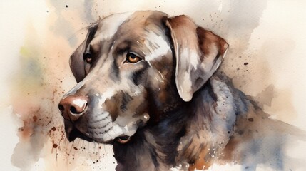 Watercolor Sketch of a Weimaraner Dog (AI generated)
