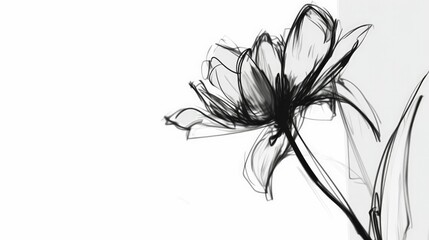 Minimalist black flower sketch