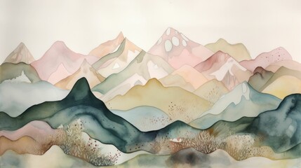 Watercolor illustration of majestic mountains