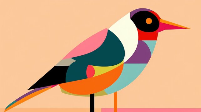 Bold abstract bird in Post-Impressionism style