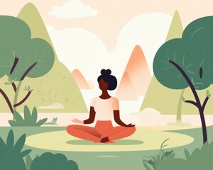 Landing page illustration of a woman doing yoga