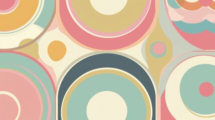 Fototapeta premium Retro Groovy Pastel Circle Design