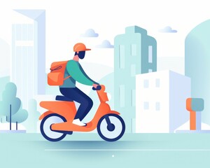 Illustration of a man delivering a package