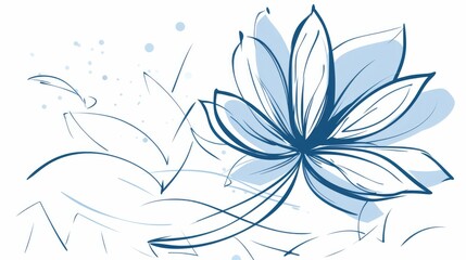 Simple abstract flower sketch in blue