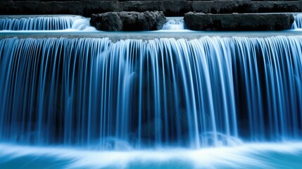 Wallpaper of a blue waterfall with simple cascading lines