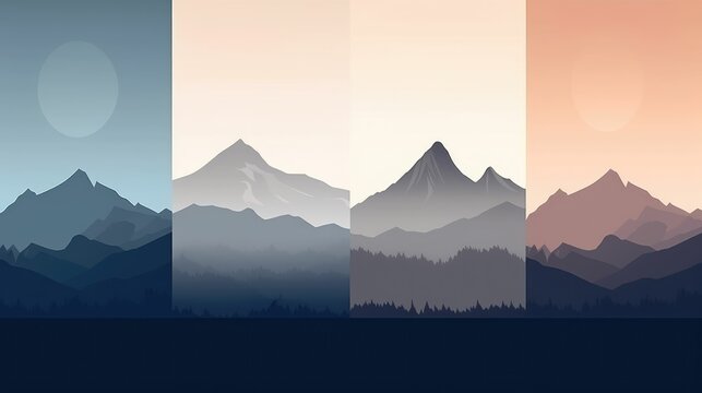 Minimalist landscape with muted mountains