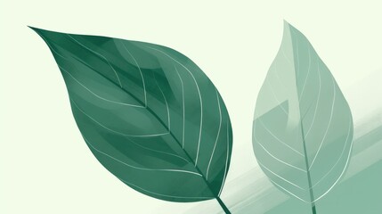 Minimalist botanical illustration with leaves