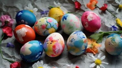 Fototapeta na wymiar Colorful Easter Egg Decorating Wallpaper
