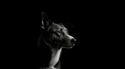 Minimalistic portrait of a dog in black and white