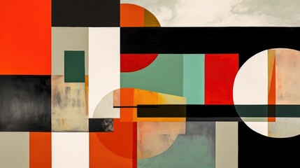 Minimalist composition of bold lines and shapes