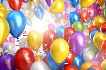 Fototapeta na wymiar Festive Celebrations Background with Balloons and Birthday Elements, Generative AI