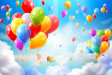 Festive Celebrations Background with Balloons and Birthday Elements, Generative AI
