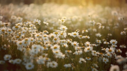 Charming hazy fields of delicate daisies