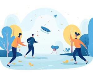 Illustration of a group of people playing