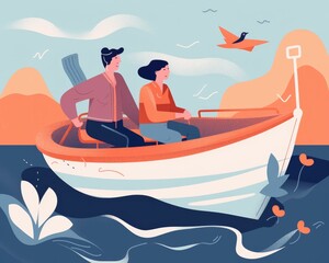 Illustration of a couple enjoying a day out