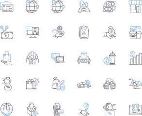 Market line icons collection. Competition, Demand, Supply, Sales, Buyers, Sellers, Price vector and linear illustration. Profit,Investment,Innovation outline signs set