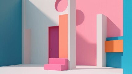 Fototapeta premium Abstract minimalist wallpaper of geometric shapes