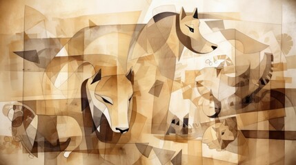 Cubism Fragmented Abstracted Animal Illustration