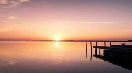 Fototapeta na wymiar Serene sunset with calming light and soothing tones