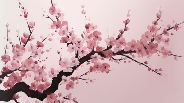 Cherry blossom wallpaper with simple shapes