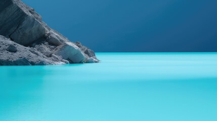 Fototapeta na wymiar Minimalist blue lagoon with turquoise tones