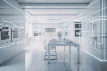 Beautiful Ultra Modern Luxury White Kitchen Made with Generative AI