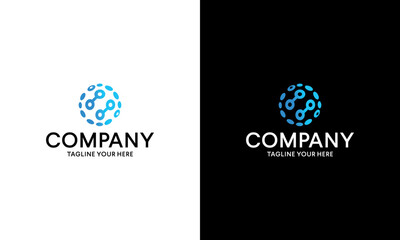 World Technology Logo Design Template on a black and white background.