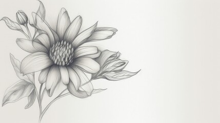 Delicate gray flower sketch