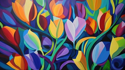Colorful and abstract tulip flower wallpaper
