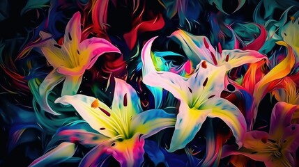 Radiant abstract flower in luminous lilies