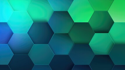 Wallpaper of green and blue hexagons with gradient