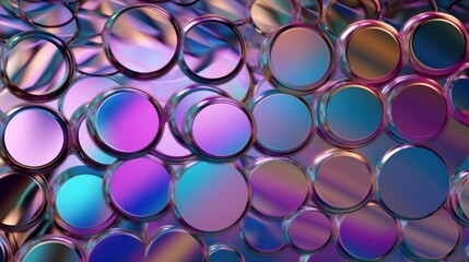 Metallic iridescent circle design wallpaper