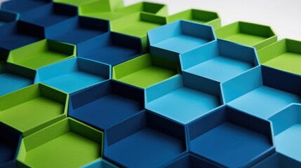 Obraz premium Cool blue and green hexagonal shapes