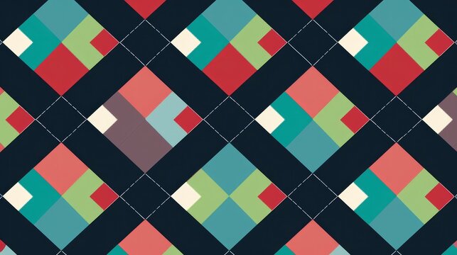 Argyle interlocking squares pattern
