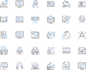 Coordination line icons collection. Collaboration, Organization, Synergy, Partnership, Integration, Cooperation, Connection vector and linear illustration. Cohesion,Harmony,Synchronization outline