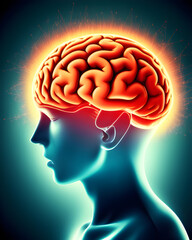 Obraz premium Glowing brain in the mind of a peaceful thinker