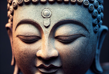stone figurine of meditating Buddha, generative AI