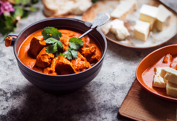 delicious aromatic traditional indian butter chicken dish, generative AI