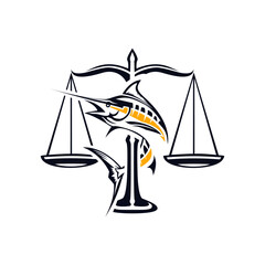 Design logo illustration fish marlin law