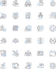 Investment planning line icons collection. Diversification, Asset allocation, Portfolio, Risk, Performance, Returns, Inflation vector and linear illustration. Time horizon,Cost,Liquidity outline signs