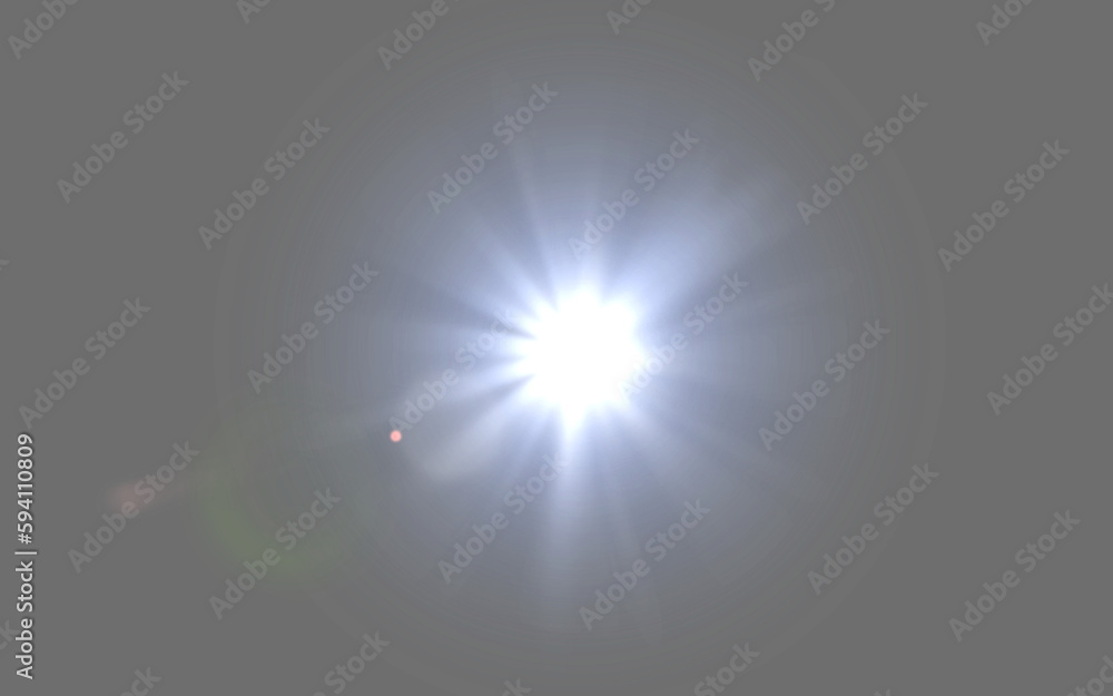 Wall mural lens flare, digital star and isolated on transparent background with sunshine art, flash or glow gra
