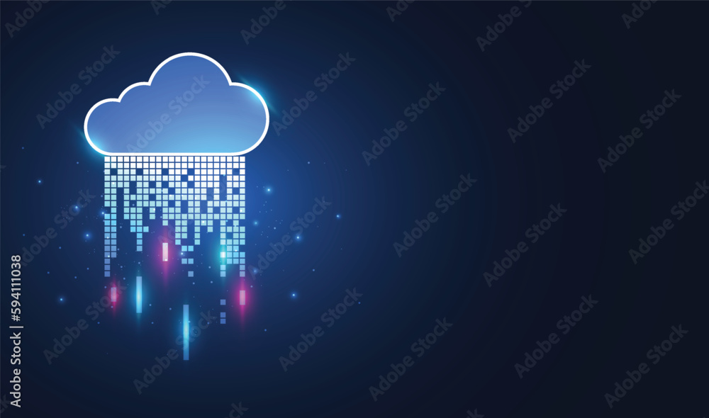 Poster cloud computing concept design. digital data transform download and upload. cloud technology network